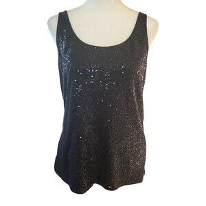 New York & Co women's large black sleeveless pullover tank top with sequin